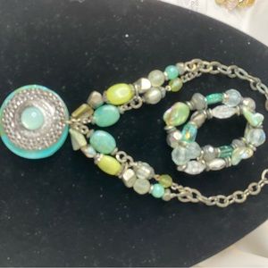 Ruby Road light green and silver necklace with matching bracelet $35
